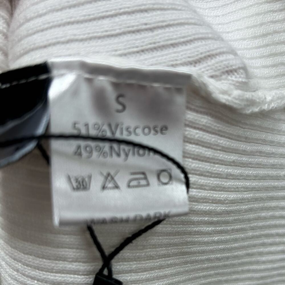 White Collared Ribbed Top size S - Picture 4 of 8